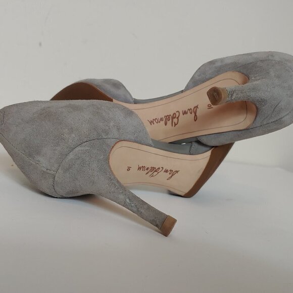 Sam Edelman Suede Delilah d'Orsay Pump Leather Pointed Toe Heel Grey - Picture 6 of 8